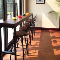  Bar table Household small bar Simple modern living room against the wall high-legged solid wood restaurant milk tea shop bar table and chair