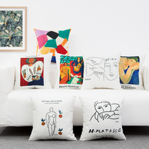Abstract character line oil painting pillow ins Net red living room sofa cotton linen pillow cushion pillow case does not contain core