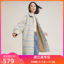 LILY2022 winter new womens fashion retro plaid foreign style gentle high-end loose mid-length woolen coat