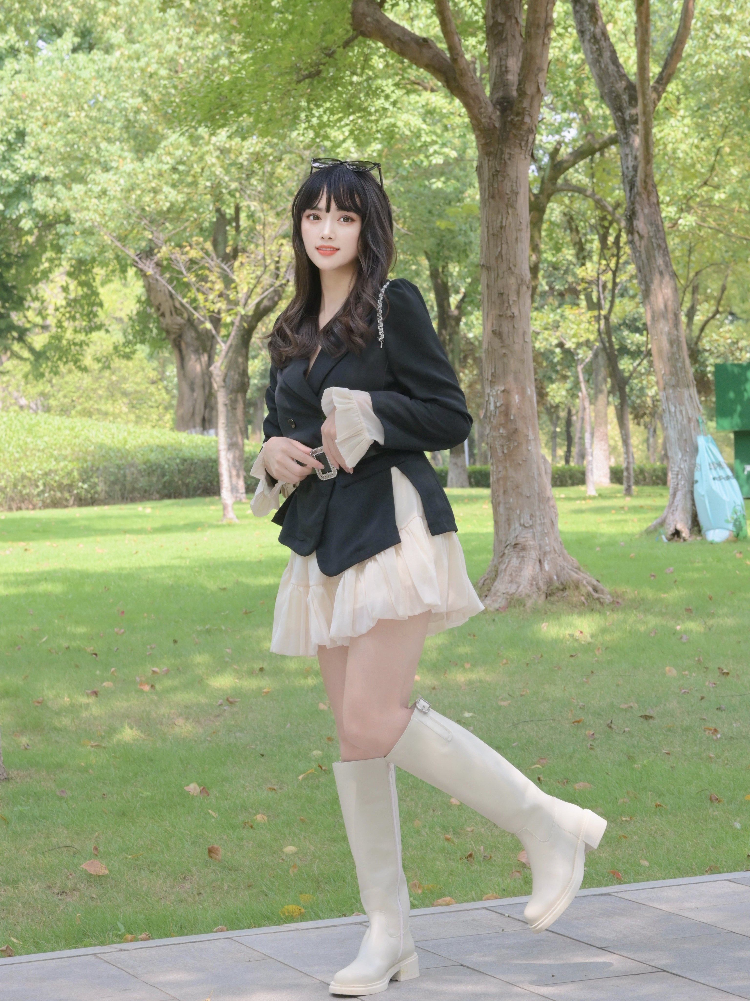 kisscat接吻猫[城市旅人]骑士靴，万茜方枪枪美洋同款真皮皮带扣复古英伦风