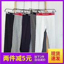New warm pants slim cotton trousers womens les handsome t thin pair leggings solid color wide edge trousers