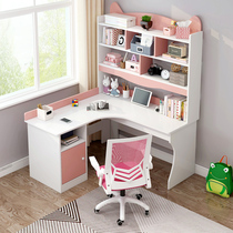 Bedroom Student Learning Table Girl Pink Children Room Desk Bookcase Combination Corner With Bookcase Writing Desk