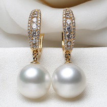 Xinlu 18K gold inlaid with the Australian South Yang Pearl Pearl Earbutton earbutton decorated with strong light