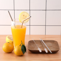 304 stainless steel straw metal beverage coffee ring straw elbow pipe pearl milk tea straw three-piece set