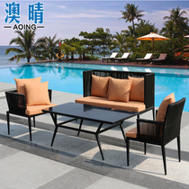 Outdoor Rattan Chair Sofa Composition Living-room Vine Art Yang Light Room Terrace Sofa Patio Outdoor Imitation Vines Furniture Sofa furniture