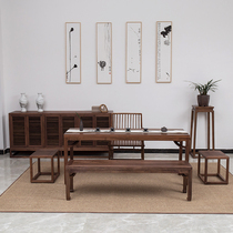 New Chinese tea table and chair combination old elm tea making table tea room furniture solid wood Zen black walnut tea table