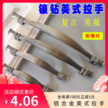 European-style retro aluminum alloy American green bronze wardrobe cabinet door Crystal handle diamond-encrusted 96-hole drawer