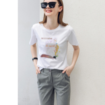  Summer suit womens 2021 new fashion t-shirt plus small trousers thin casual Western style loose thin two-piece suit