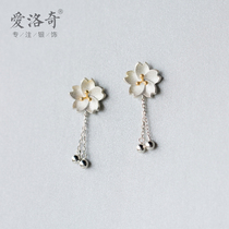 Love Rocky s925 silver flower earrings female fashion sweet and cute silver gilded flower jewelry long earrings