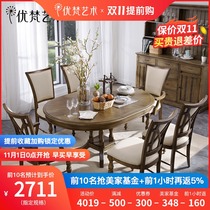 Youfan art art Taylor American country table solid wood retractable Oval folding dining table combination furniture-E