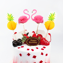 Baking cake decoration insert 3D three-dimensional shining bright Flamingo cake plug-in birthday plug-in 2