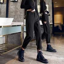 Tide Ocnltiy Autumn and Winter New Black Jeans Women Loose High Waist Skin Halen Rat Papa Pants