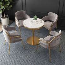 Sales office in talks Rock board table and chairs combine to receive light and luxurious modern marble small round table office business rest area