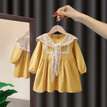 Baby girl dress 2021 new children Foreign style Net red autumn dress pastoral style casual girl princess skirt tide