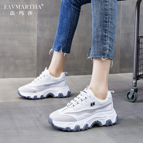 Fa Masha high-end dad shoes women 2021 spring new net red leather stitching sports leisure Korean version of womens shoes