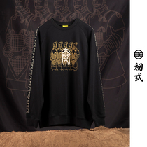 Beginner x Qin Shi Imperial Terracotta Museum Guochao Embroidery Hood Male Trend Sleeve head long sleeve round neckline