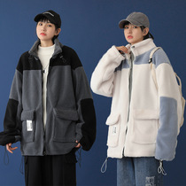 Lamb wool jacket male Korean version trendy autumn winter cotton clothes jacket harbour wind plus suede thickened couple autumn clothes cotton padded jacket