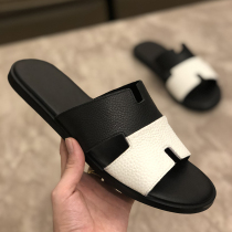 European Station Boomer slippers Male cool drag Summer genuine leather Soft bottom beach slippers Bull Leather Casual Wear