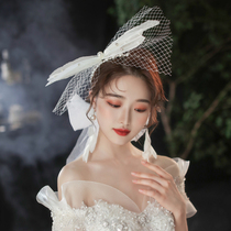 Special price does not return no gift box Super fairy Korean bride headdress sweet mesh bow hairclip pin hair hoop head yarn