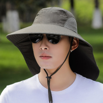 Sunscreen mens summer outdoor cover fishing hat sunhat hat Summer anti-UV fisherman hat sunhat