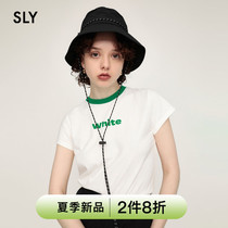 SLY 2022 summer new neckline bump color short letter printed short sleeve T-shirt woman 030FSY90-3510