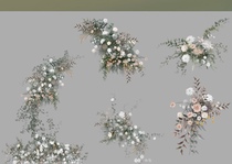 Wedding hand-painted floral green forest series pink material design psd high-end renderings props Road introduction hipster