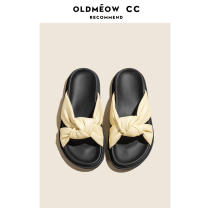 The old meows shop 2022 new fashion outwear beach shoes butterfly knot thick bottom cross with 100 hitch slippers female