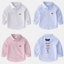 Korean version striped childrens shirt long sleeve cotton baby casual top 2021 spring new childrens clothing boys shirt