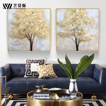 Pure Hand Painted chaesel golden oil painting minimalist modern light lavish Nordic Living room Decorative Painting Sofa Background Wall Hanging