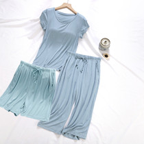 Modell thin pyjamas lady summer with chest cushion free of wearing bra 2022 The new home of 2022 Three sets of summer