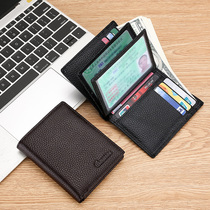 Headlayer Bull Leather Wallet Genuine Leather Card Bag Mens Drivers License Kit Female Multi-Position Bank Card ID Card Money Clip