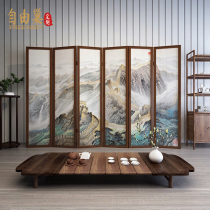 New Chinese style solid wood folding screen partition living room bedroom Tea House private room to block the mountain and water Great Wall folding screen