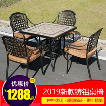 Outdoor leisure furniture Villa courtyard garden terrace leisure table and chair set outdoor barbecue cast aluminum table and chair combination