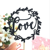 Birthday Table White Cake Decoration Inserts Flag Inserts Black Flower Ring Lovesen Female Teas Cake Decorations