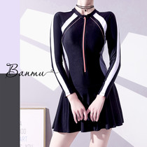 Swimsuit Women Conjoined Dresses Large Size Flat Angle Pants Student Bubble Spa Fat Mm Sports Sun Protection Holiday 2021 New