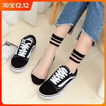 Socks womens socks summer crystal socks womens transparent socks thin bars stripes glass stockings Korean style