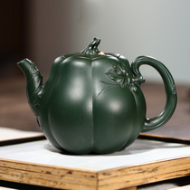One yuan from the National worker Di Xin Tao high pumpkin purple clay pot green mud 380cc famous authentic pure handmade g