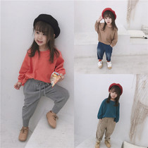 Autumn Korean version of childrens clothing boys and girls long sleeve T-shirt children bat sleeve wash cotton T-shirt baby Long Sleeve T 097