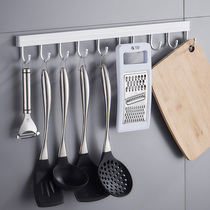Hole-free kitchen hook wall hanging kitchen and bathroom pendant clothes hook sticky hook spatula hook space aluminum hanger row hook rack