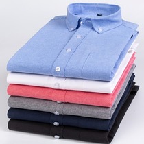 Pure Cotton Youth Long Sleeve Shirt Male Casual Shirt Male Oxford Spun Shirt Pure Color Sashimi Collar Shirt