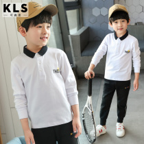 Boys long-sleeved T-shirt baby polo shirt spring and autumn lapel neckline dress children spring dress Tong coat base shirt