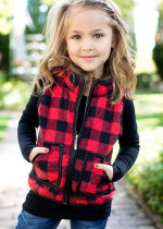 Childrens sleeveless cotton checked vest coat worker