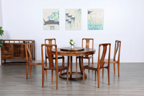 Walnut simple and simple round table nine-piece set 1 5 meters one table eight chairs