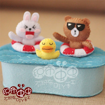 Unwoven Cloth Material Packs Diy Hand Cloth Art Bear Rabbit containing box Needle box First decorated case free of cut