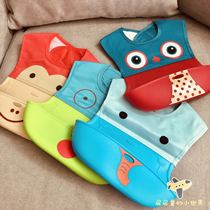 Baby eating waterproof bib silicone animal cartoon pattern food bag portable material double-layer three-dimensional bib