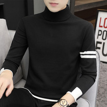 Semi-turtleneck sweater mens spring and autumn new trend Joker long sleeve knitted base shirt mens handsome color color autumn dress