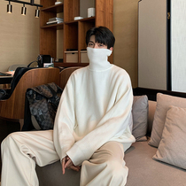 Hualun Fall Winter 2021 turtleneck sweater men loose Korean version casual black winter base knit cardigan