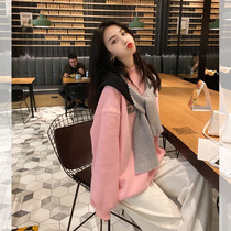 Long-sleeved velvet sweater womens short 2021 autumn and winter new loose casual temperament in the long pullover
