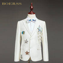 BOERSS boys suit suit suit children dress suit flower boy catwalk show little host piano performance suit