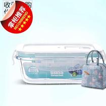 Microwave oven heated glass lunch box separated leak-proof fresh-keeping office workers rectangular with bag Group c